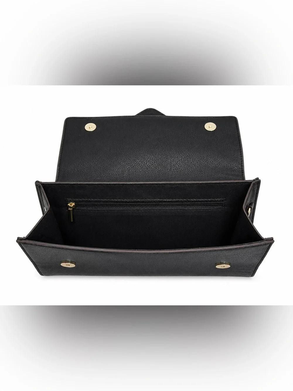 Black Faux Leather Wallet Clutch Organizer Snap Closure Large Wallet
